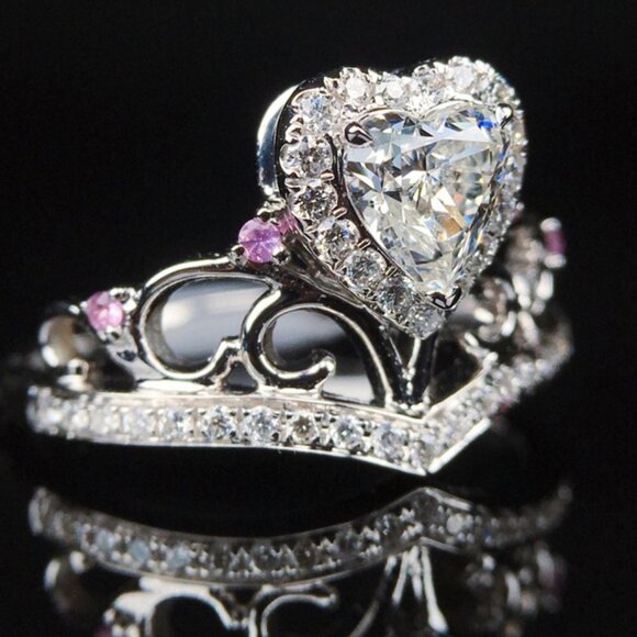 💝"Prinecess Heart Shape Twisted Beautiful 925 Silver Plated for Women,UN… - Picture 2 of 6